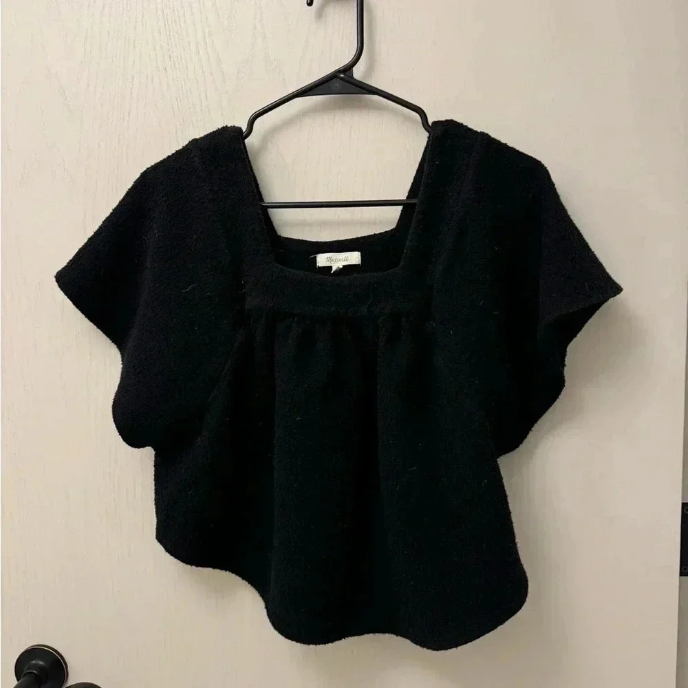 Black‎ Madewell Texture & Thread Butterfly Top Size S EUC - Picture 2 of 10